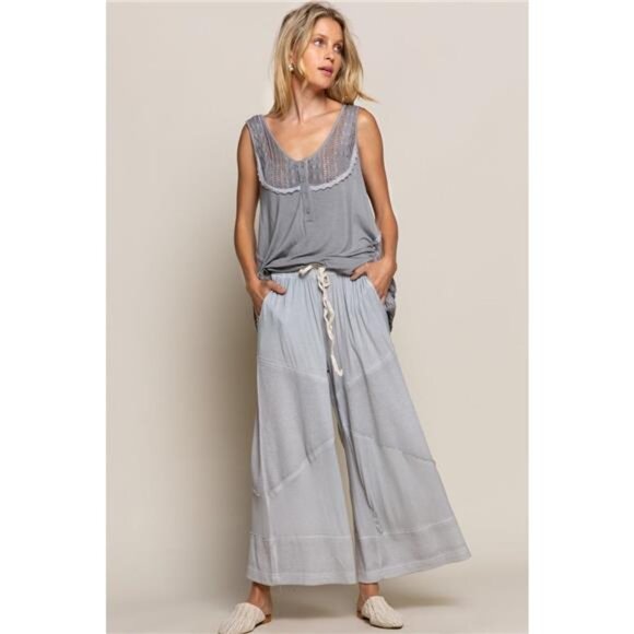 POL Elastic Waistband Wide Leg Pants with Drawstring - Picture 4 of 4